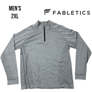 Fabletics Men's 1/4 Zip Pullover Gray XXL Long Sleeve Athletic Training Top Gym‎